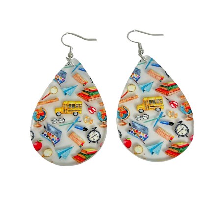 earrings steel silver oval teacher